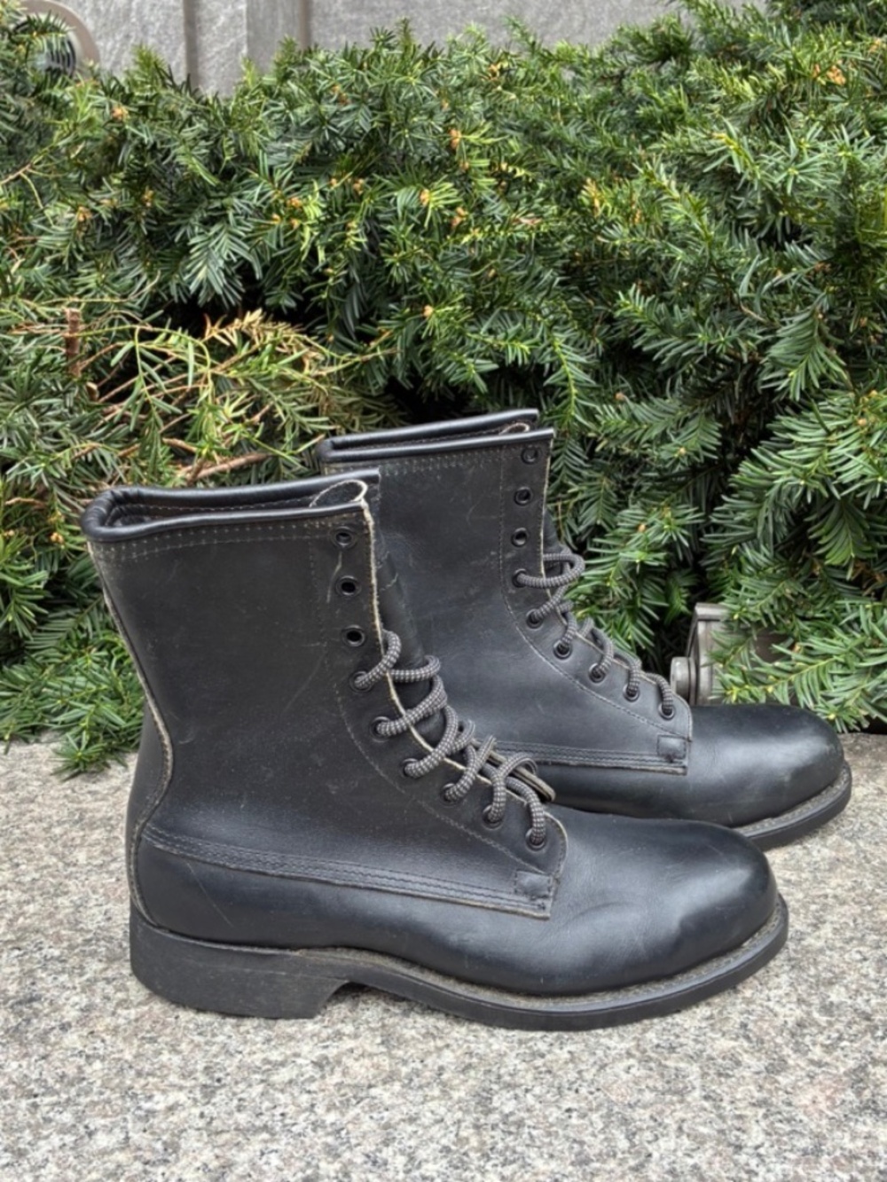Addison Shoe Co. Black Leather Combat Boots